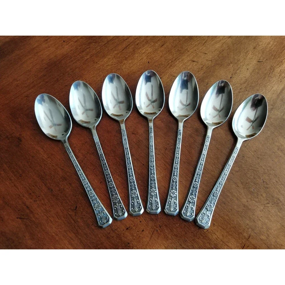 Interpur FLORENZ Stainless Flatware MCM Korea Lot 7x Table Dinner Spoon 7.25